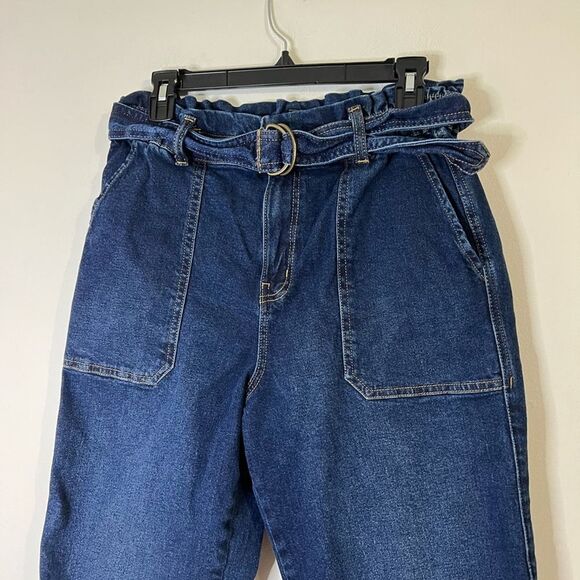 Time and Tru High Waisted Denim Paper Bag Waist Jeans with Denim Belt Size 10 - Picture 3 of 9